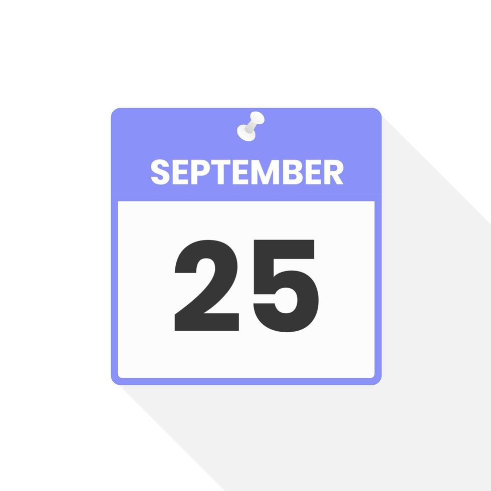 settembre 25 calendario icona. Data, mese calendario icona vettore illustrazione