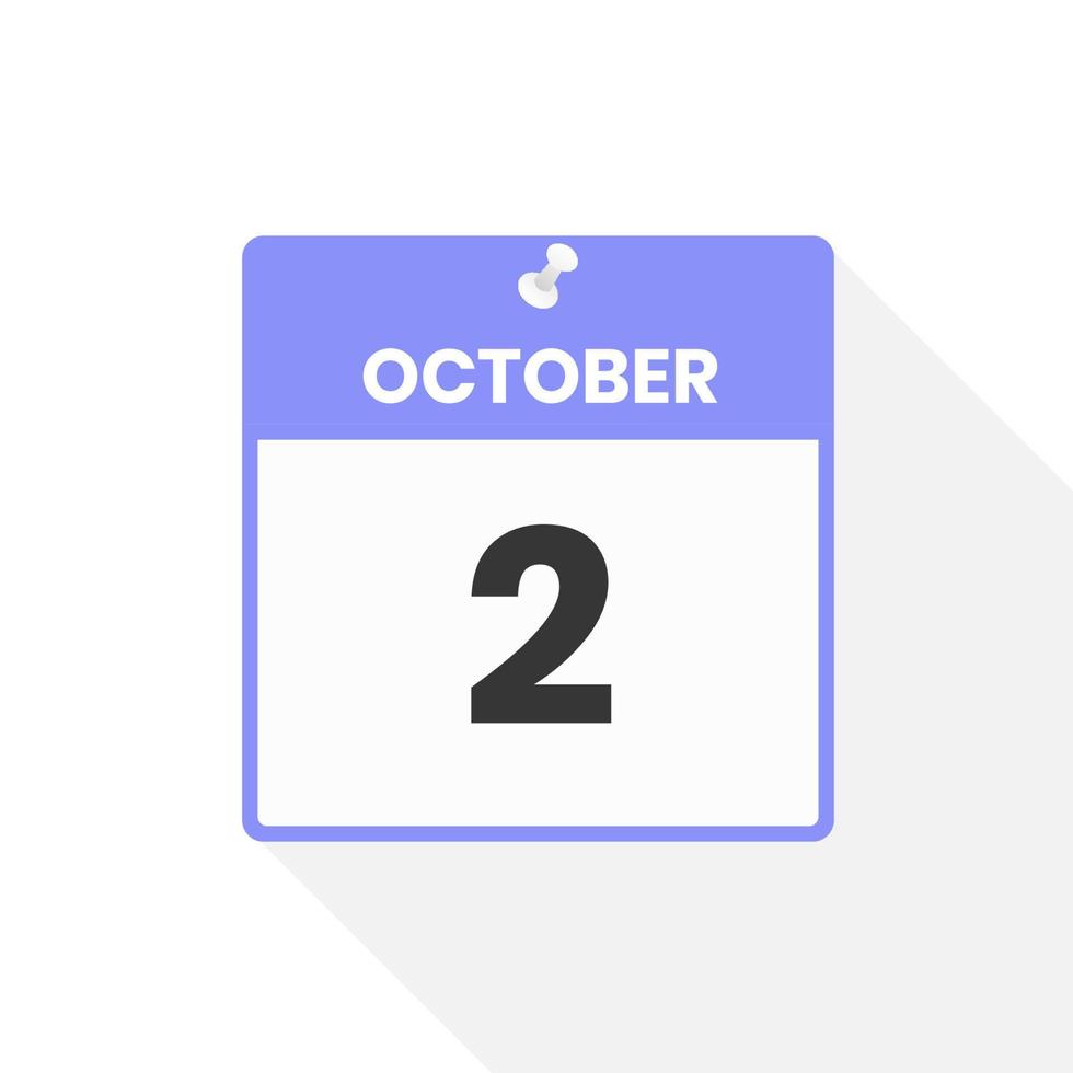 ottobre 2 calendario icona. Data, mese calendario icona vettore illustrazione