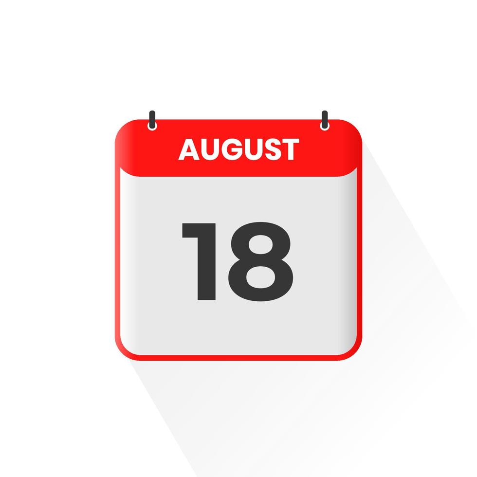 18 ° agosto calendario icona. agosto 18 calendario Data mese icona vettore illustratore