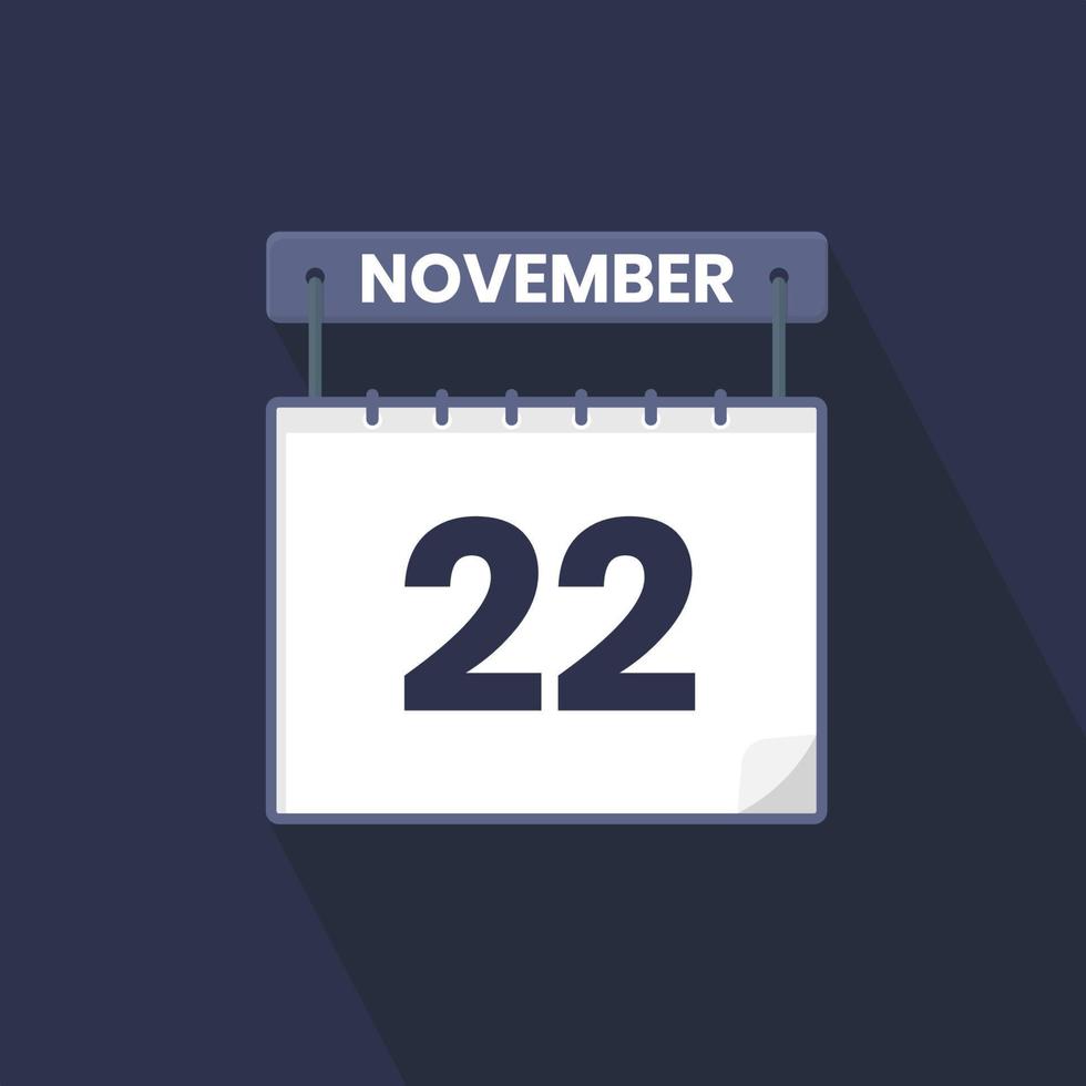 22 novembre calendario icona. novembre 22 calendario Data mese icona vettore illustratore