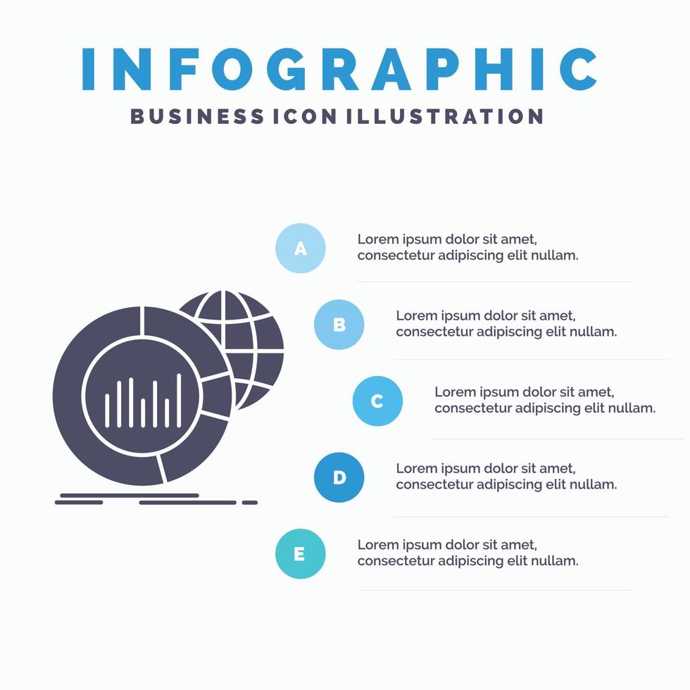 grande. grafico. dati. mondo. Infografica infografica modello per sito web e presentazione. glifo grigio icona con blu Infografica stile vettore illustrazione.
