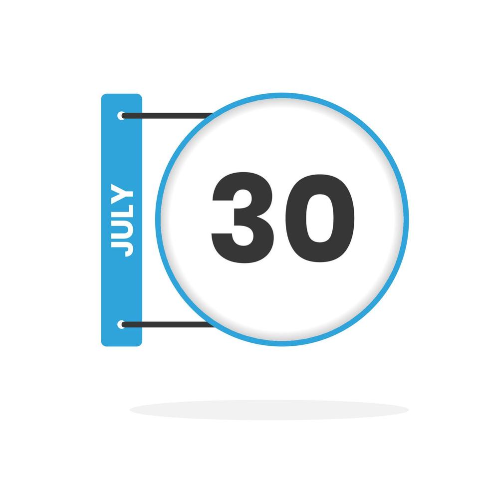 luglio 30 calendario icona. Data, mese calendario icona vettore illustrazione