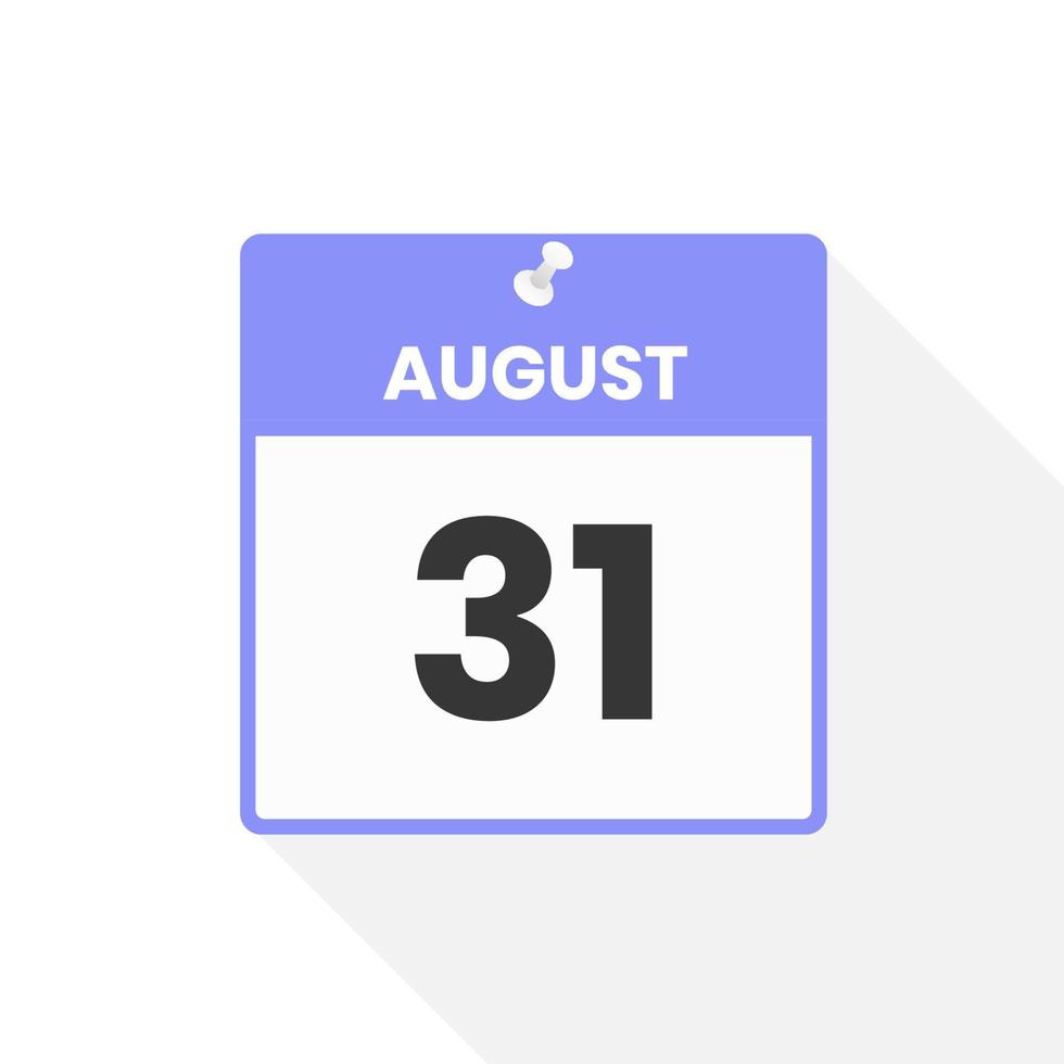 agosto 31 calendario icona. Data, mese calendario icona vettore illustrazione