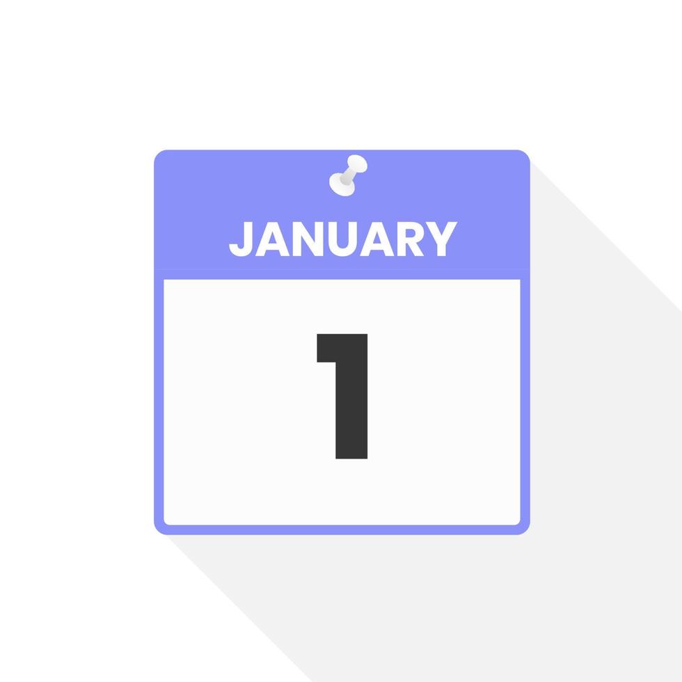 gennaio 1 calendario icona. Data, mese calendario icona vettore illustrazione