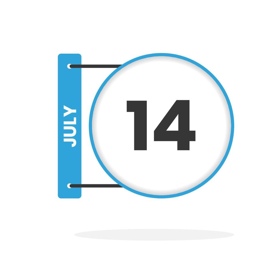 luglio 14 calendario icona. Data, mese calendario icona vettore illustrazione