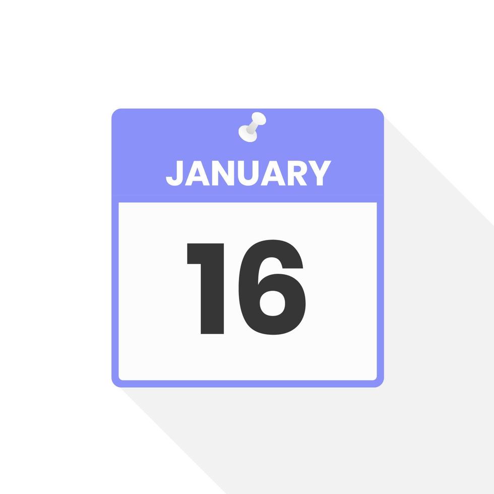 gennaio 16 calendario icona. Data, mese calendario icona vettore illustrazione