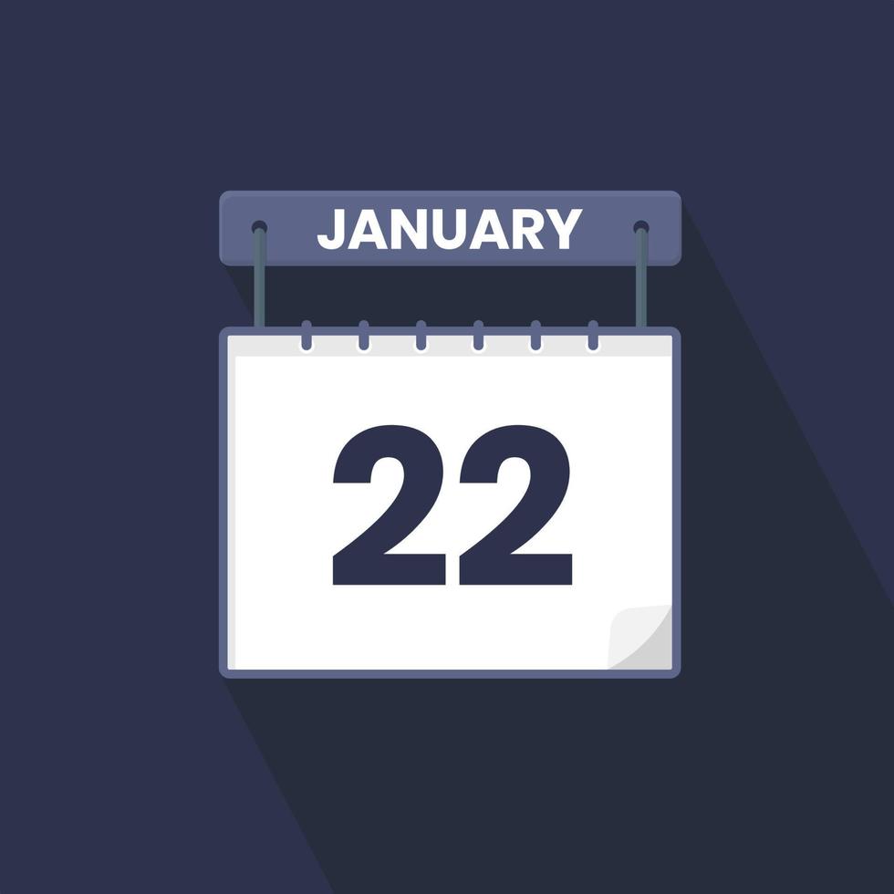 22 gennaio calendario icona. gennaio 22 calendario Data mese icona vettore illustratore