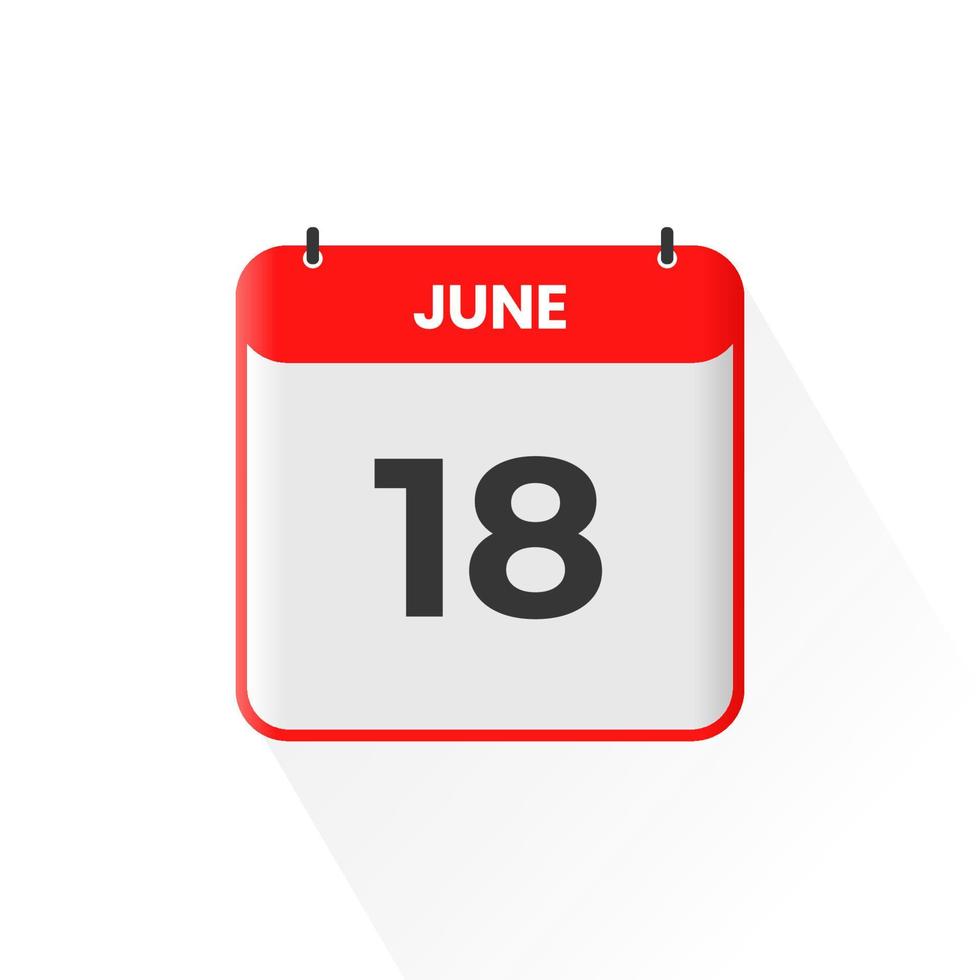 18 ° giugno calendario icona. giugno 18 calendario Data mese icona vettore illustratore