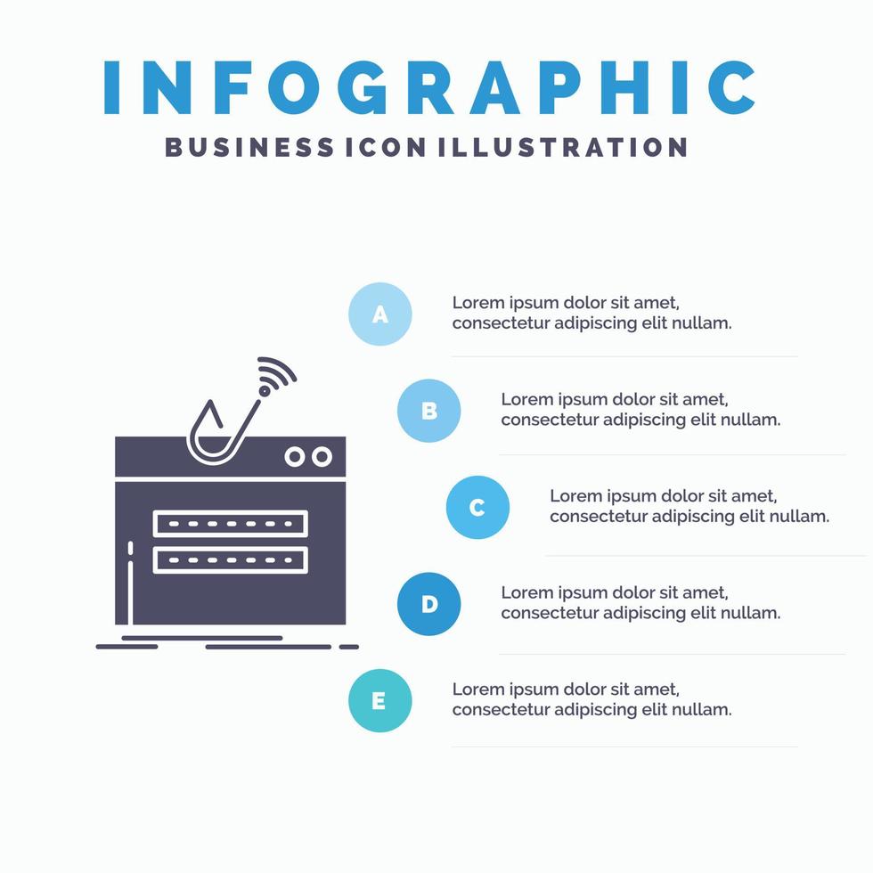 frode. Internet. Accedere. parola d'ordine. furto infografica modello per sito web e presentazione. glifo grigio icona con blu Infografica stile vettore illustrazione.