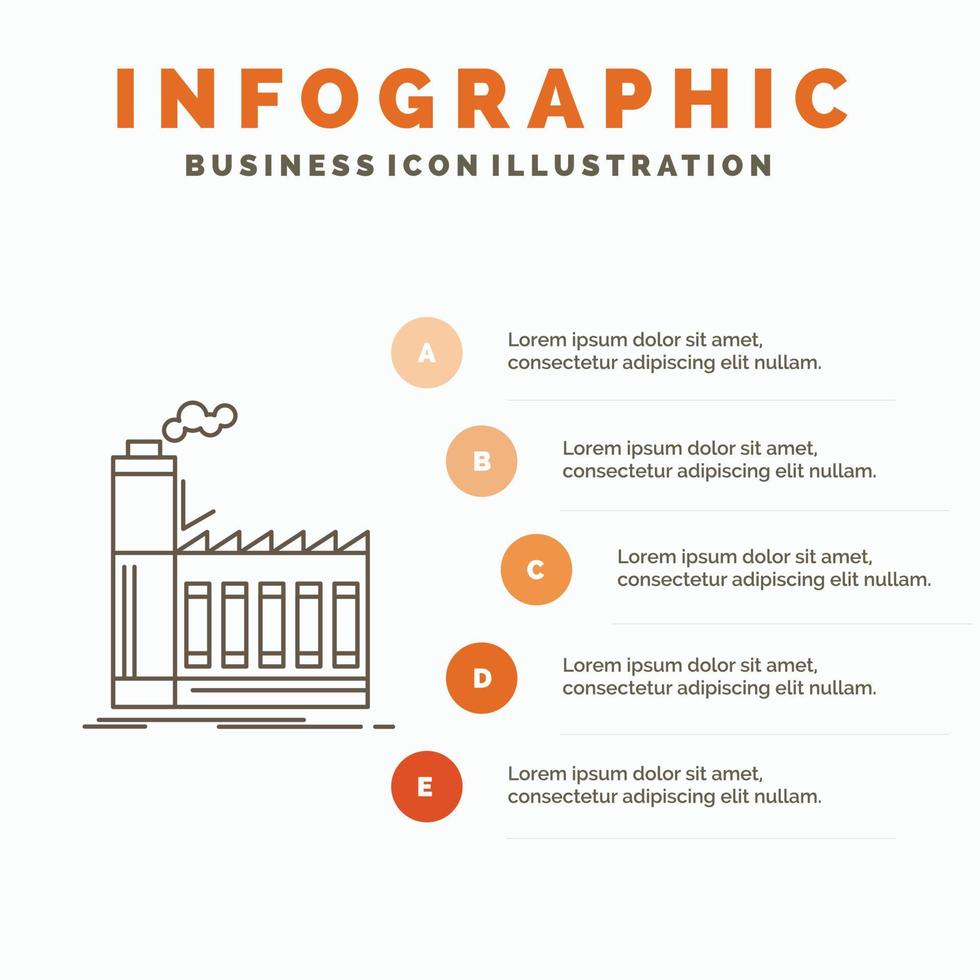 fabbrica. industriale. industria. produzione. produzione infografica modello per sito web e presentazione. linea grigio icona con arancia Infografica stile vettore illustrazione