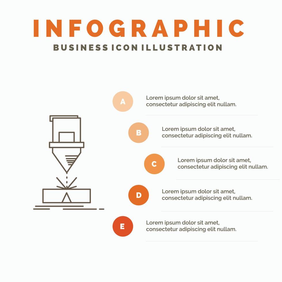 taglio. ingegneria. fabbricazione. laser. acciaio infografica modello per sito web e presentazione. linea grigio icona con arancia Infografica stile vettore illustrazione