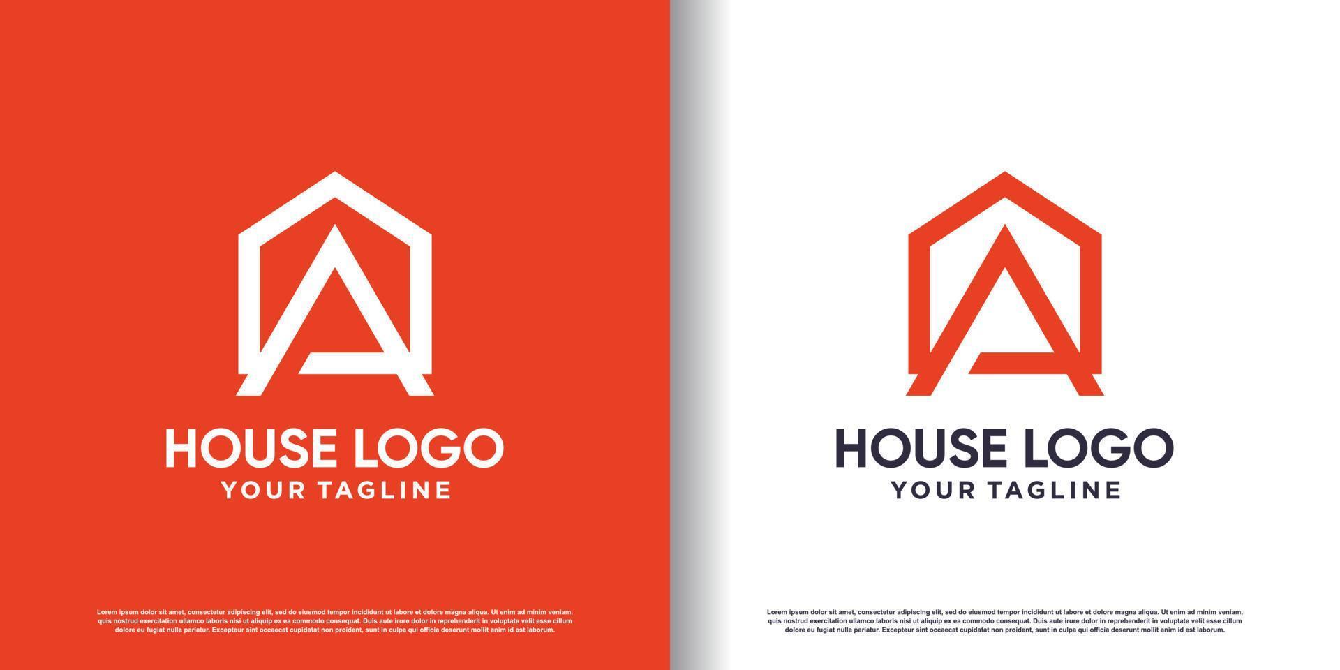 Casa logo design con lettera un' concetto idea vettore