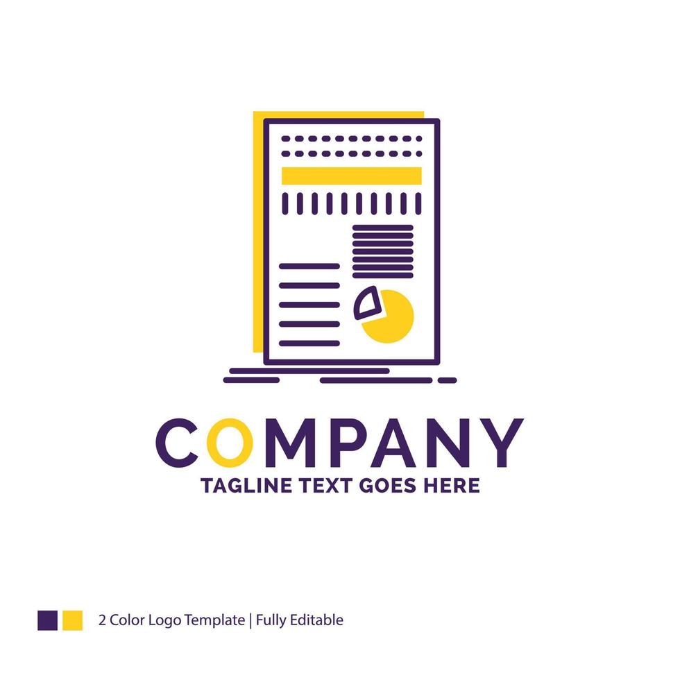 azienda nome logo design per attività commerciale. dati. finanza. rapporto. statistiche. viola e giallo marca nome design con posto per slogan. creativo logo modello per piccolo e grande attività commerciale. vettore