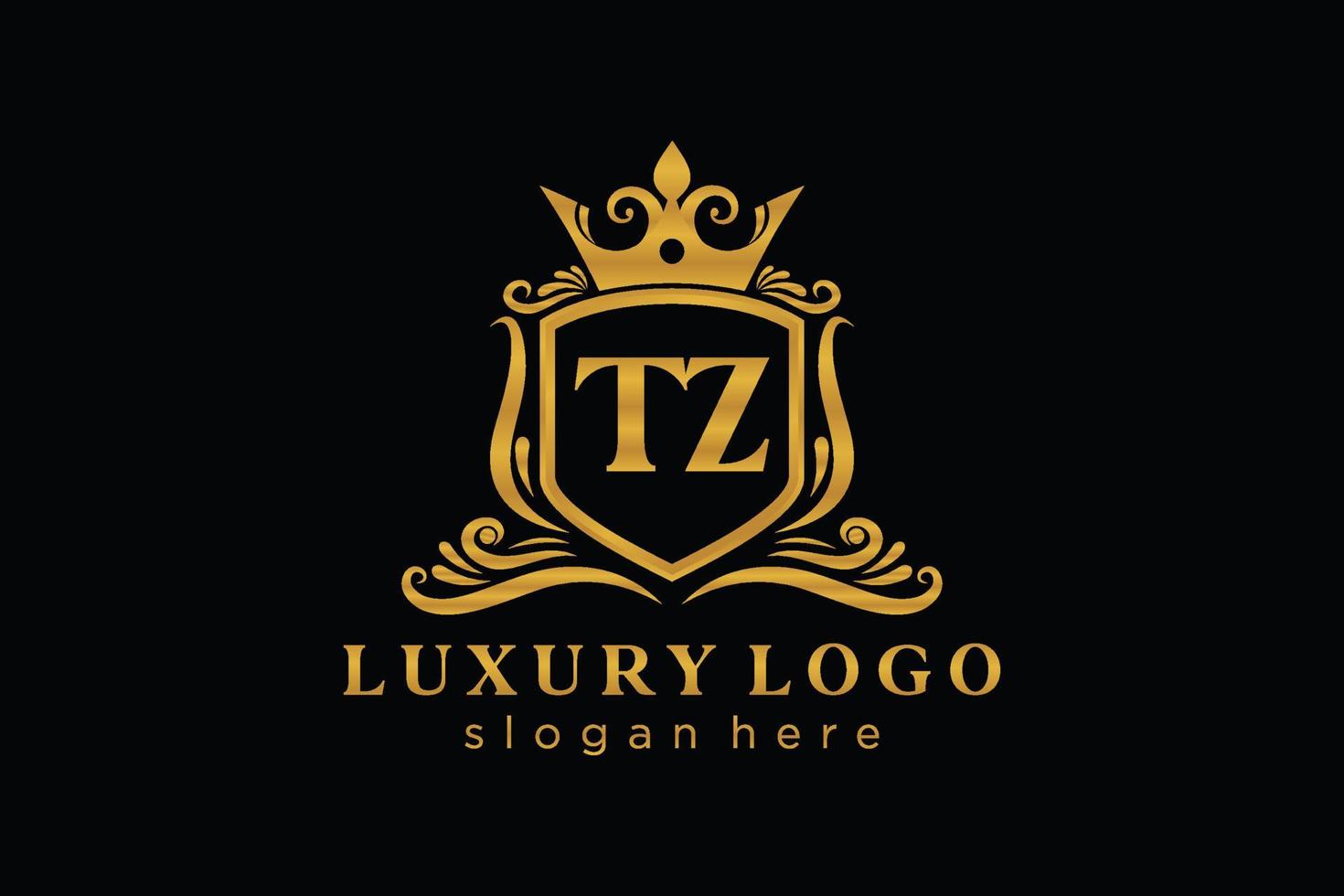 iniziale tz lettera reale lusso logo modello nel vettore arte per ristorante, regalità, boutique, bar, Hotel, araldico, gioielleria, moda e altro vettore illustrazione.