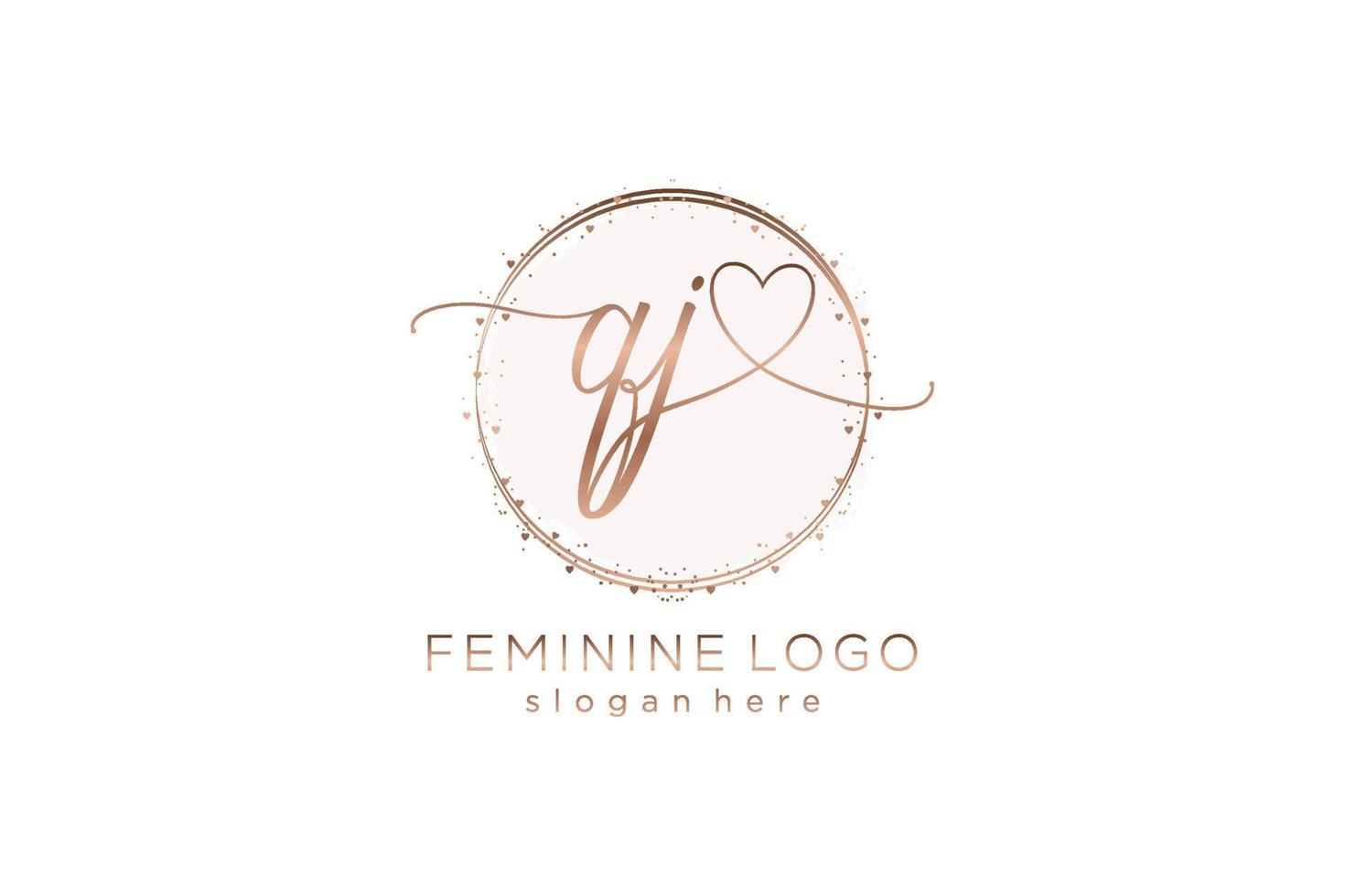 iniziale qj grafia logo con cerchio modello vettore logo di iniziale nozze, moda, floreale e botanico con creativo modello.