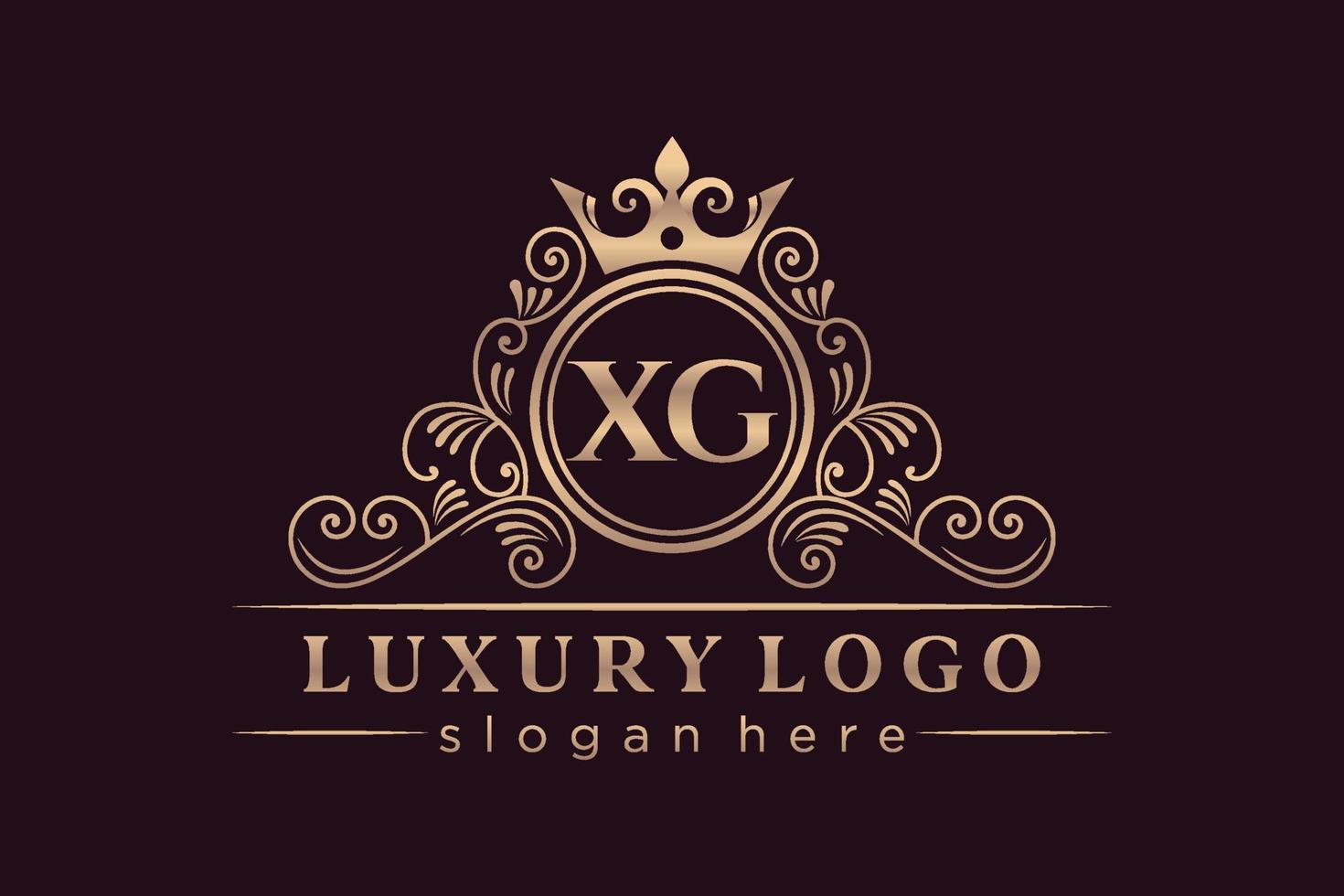 xg iniziale lettera oro calligrafico femminile floreale mano disegnato araldico monogramma antico Vintage ▾ stile lusso logo design premio vettore