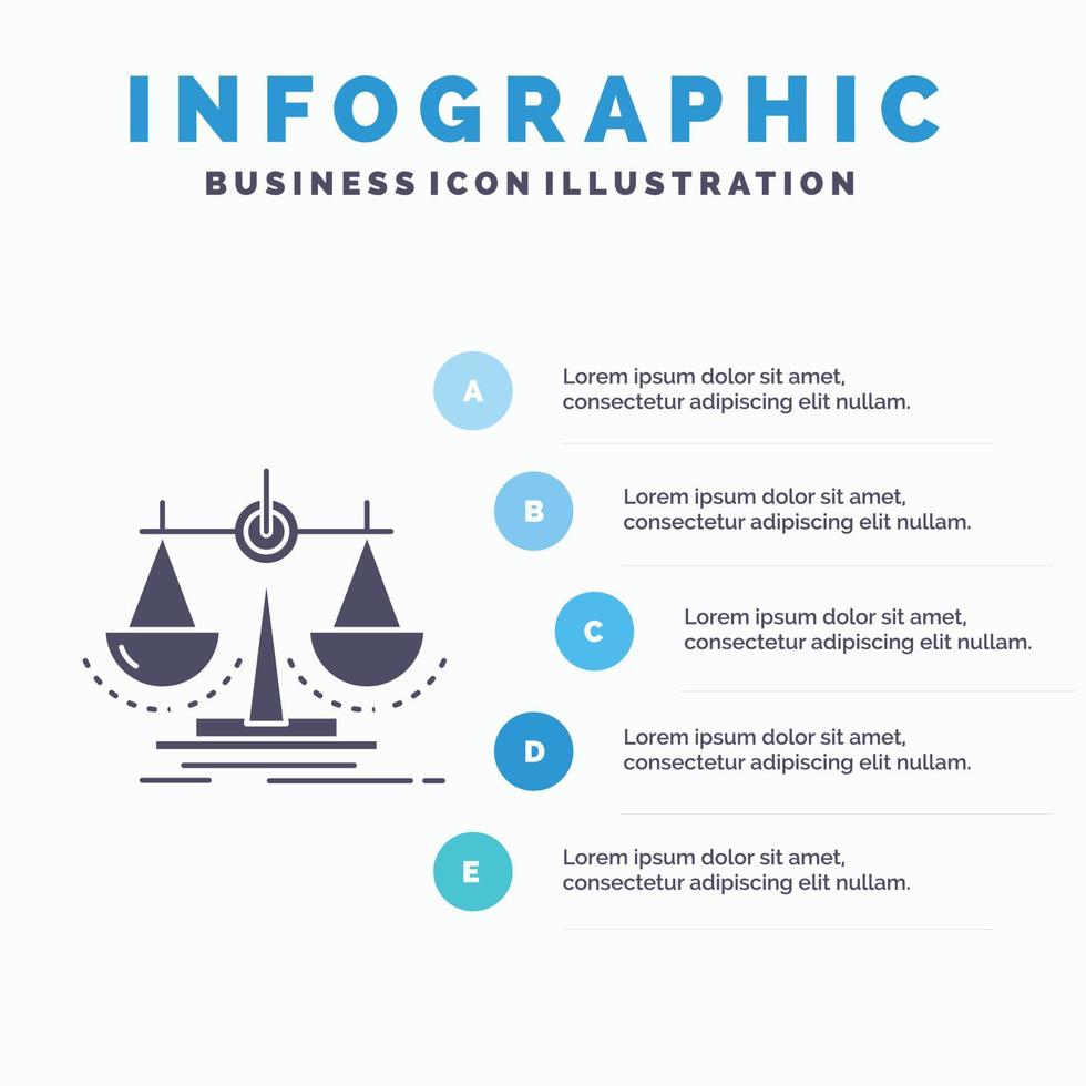 equilibrio. decisione. giustizia. legge. scala infografica modello per sito web e presentazione. glifo grigio icona con blu Infografica stile vettore illustrazione.