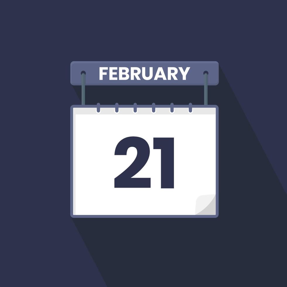 21 febbraio calendario icona. febbraio 21 calendario Data mese icona vettore illustratore