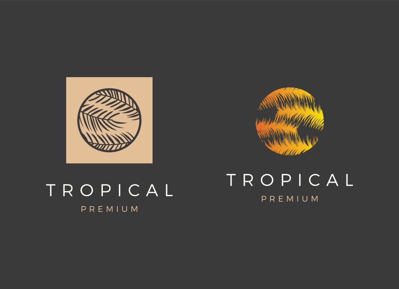 esotico e lusso tropicale foglia logo design modello. vettore