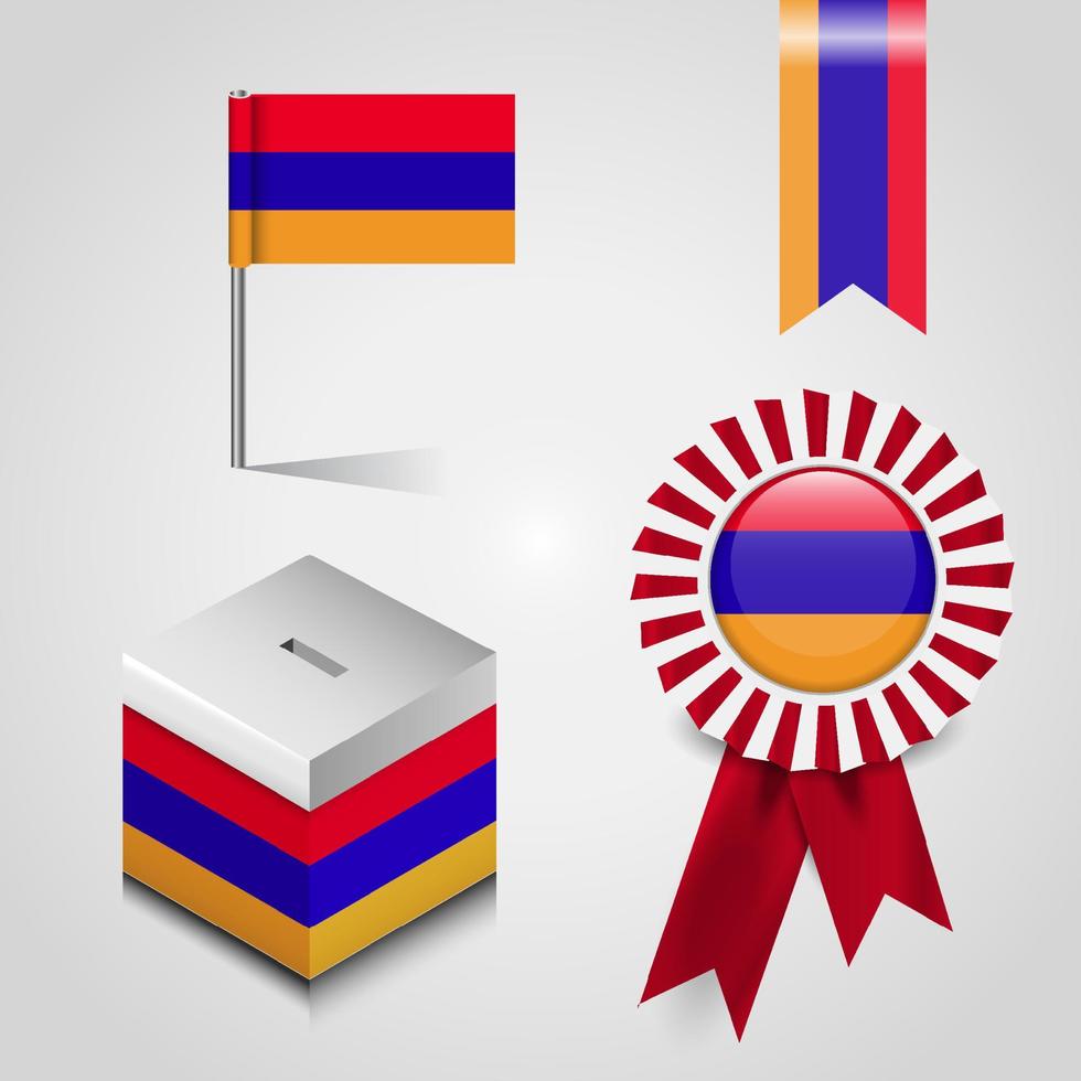 Armenia bandiera stampato su diverso elementi vettore