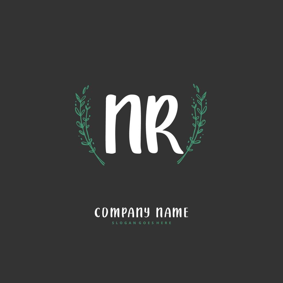 nr iniziale grafia e firma logo design con cerchio. bellissimo design manoscritto logo per moda, squadra, nozze, lusso logo. vettore