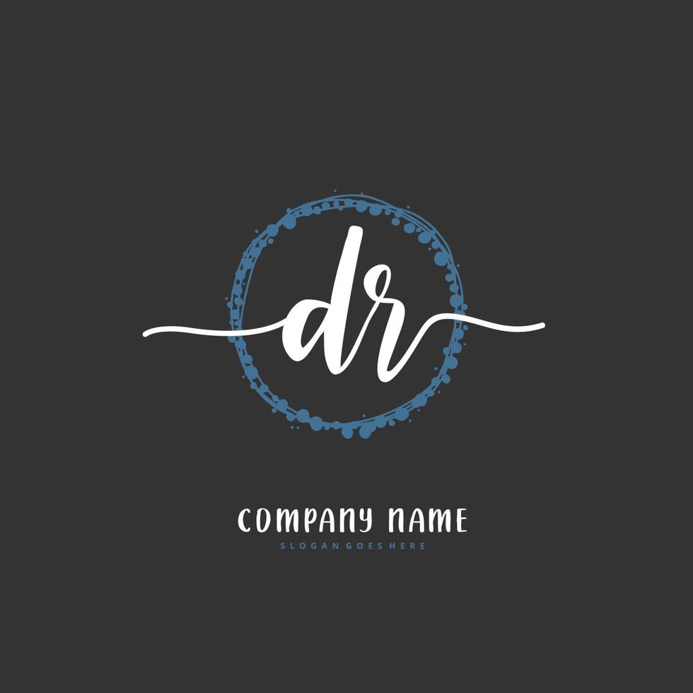 dr iniziale grafia e firma logo design con cerchio. bellissimo design manoscritto logo per moda, squadra, nozze, lusso logo. vettore