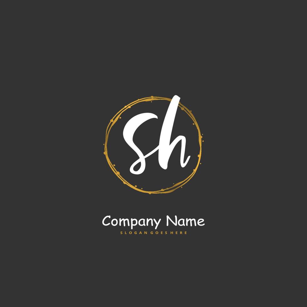 sh iniziale grafia e firma logo design con cerchio. bellissimo design manoscritto logo per moda, squadra, nozze, lusso logo. vettore