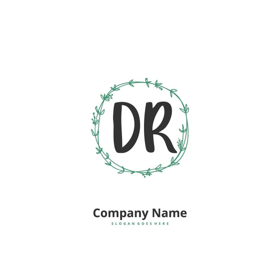 dr iniziale grafia e firma logo design con cerchio. bellissimo design manoscritto logo per moda, squadra, nozze, lusso logo. vettore