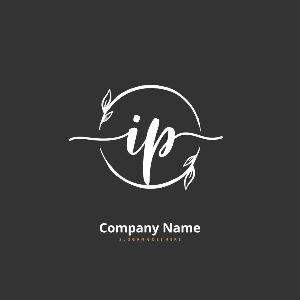 ip iniziale grafia e firma logo design con cerchio. bellissimo design manoscritto logo per moda, squadra, nozze, lusso logo. vettore