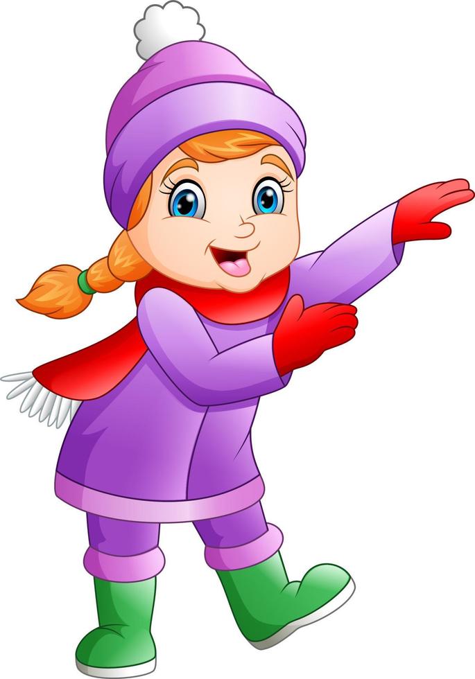 bambina carina in abiti invernali vettore