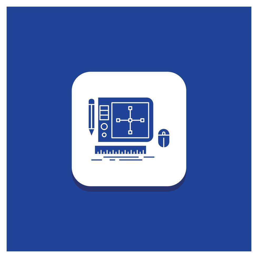 blu il giro pulsante per design. grafico. attrezzo. Software. ragnatela progettazione glifo icona vettore