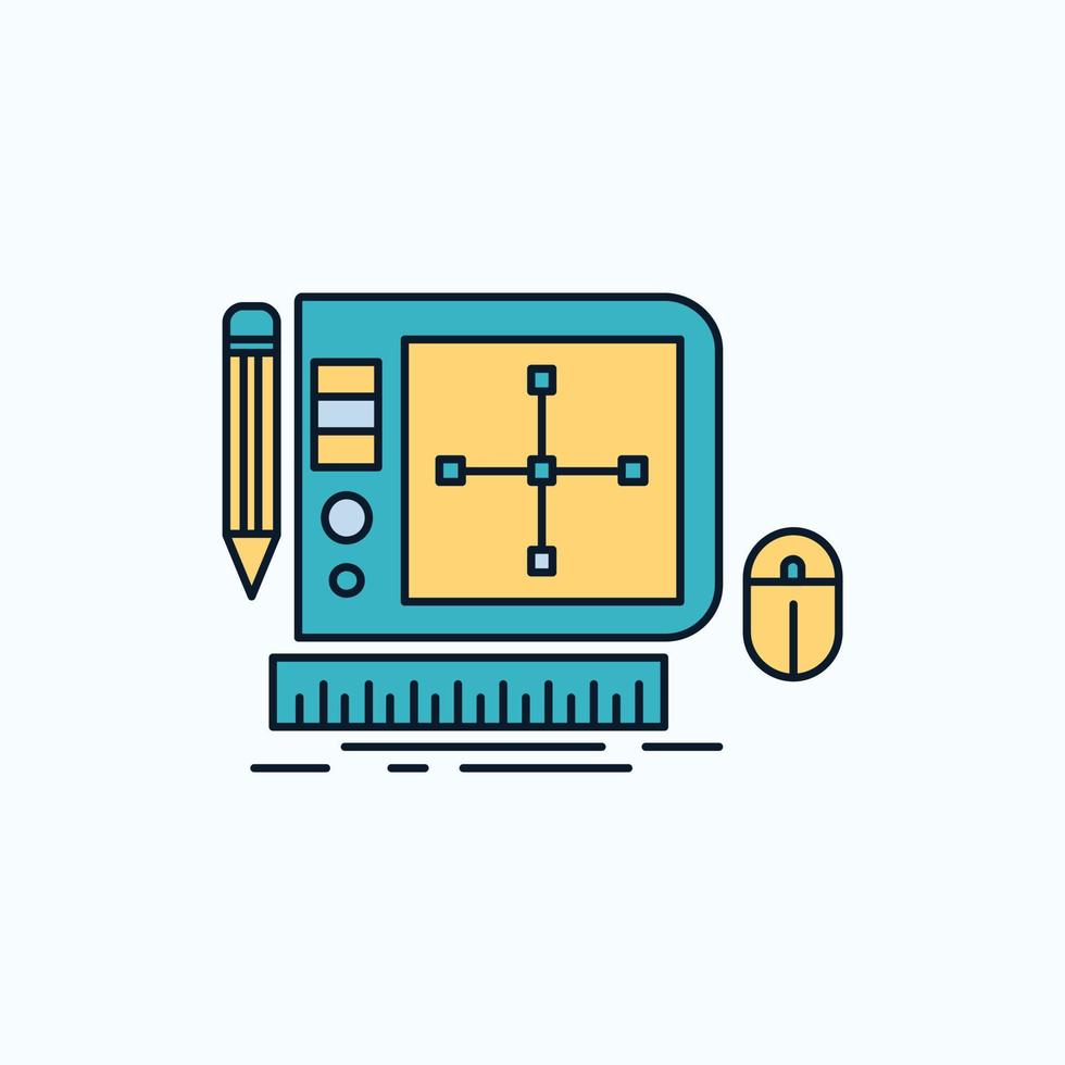 design. grafico. attrezzo. Software. ragnatela progettazione piatto icona. verde e giallo cartello e simboli per sito web e mobile applicazione. vettore illustrazione