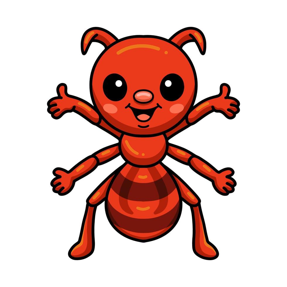 carino poco rosso formica cartone animato vettore