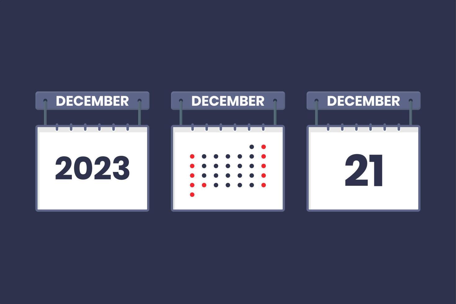 2023 calendario design dicembre 21 icona. 21 dicembre calendario orario, appuntamento, importante Data concetto. vettore