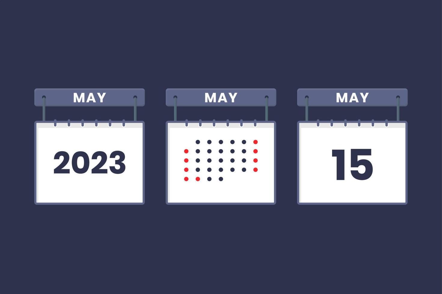 2023 calendario design Maggio 15 icona. 15 Maggio calendario orario, appuntamento, importante Data concetto. vettore