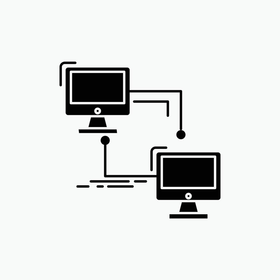 Locale. lan. connessione. sincronizzare. computer glifo icona. vettore isolato illustrazione