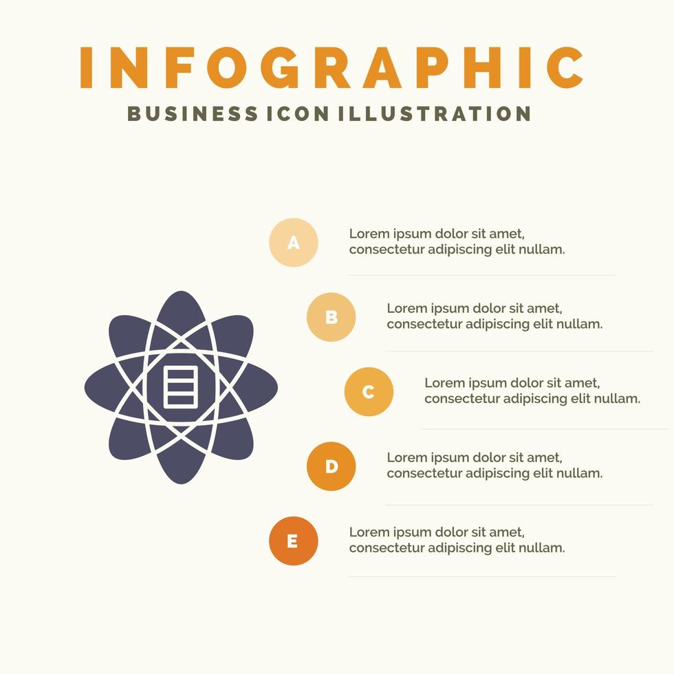 dati scienza dati scienza dollaro solido icona infografica 5 passaggi presentazione sfondo vettore