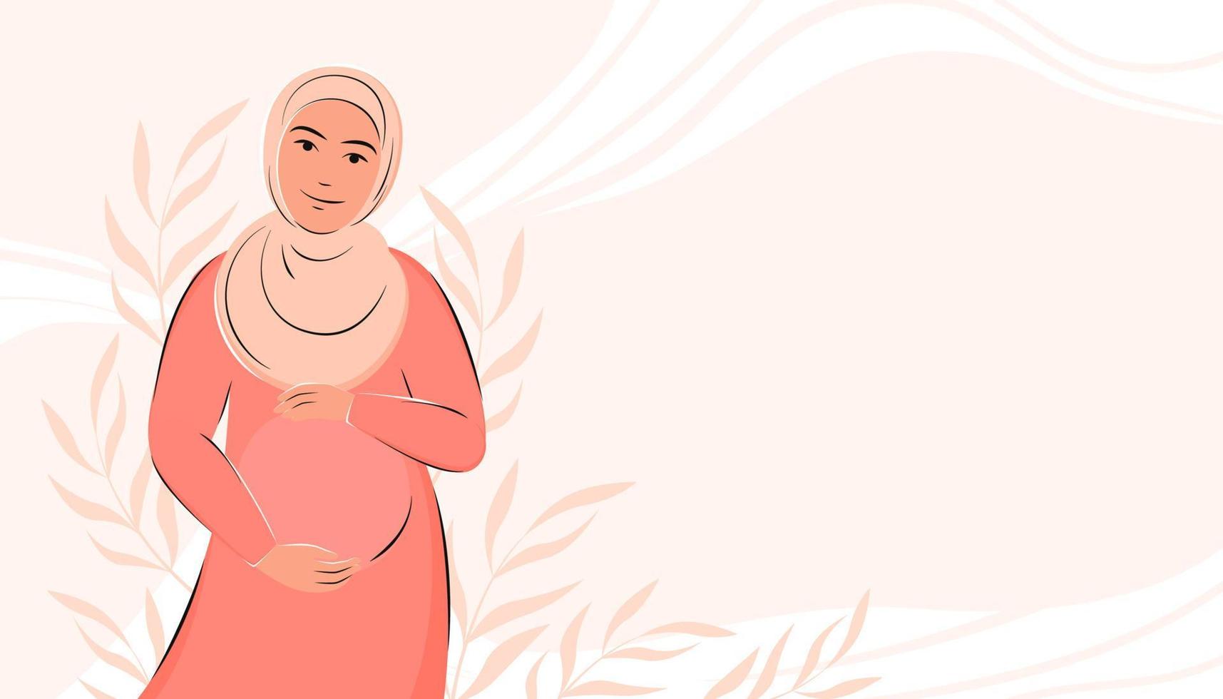 bandiera di gravidanza e maternità con posto per testo. musulmano incinta donna. vettore illustrazione.
