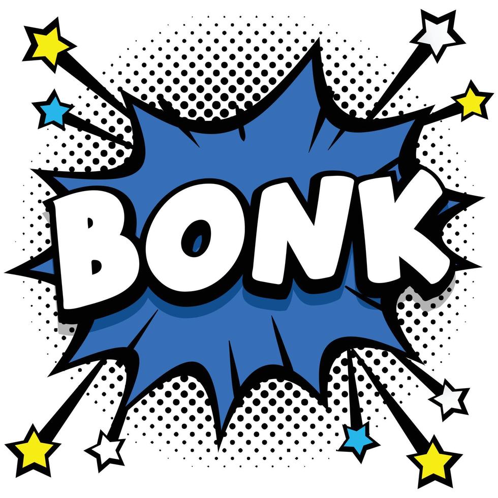 bonk pop arte comico discorso bolle libro suono effetti vettore