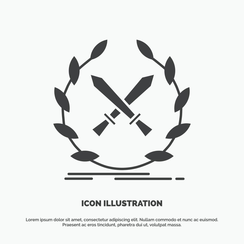 battaglia. emblema. gioco. etichetta. spade icona. glifo vettore grigio simbolo per ui e ux. sito web o mobile applicazione