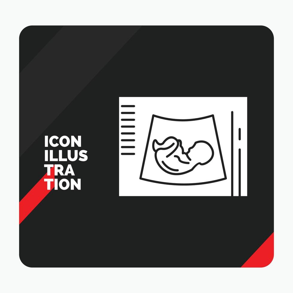 rosso e nero creativo presentazione sfondo per maternità. gravidanza. ecografia. bambino. ultrasuono glifo icona vettore