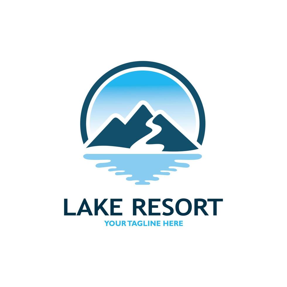 montagna lago logo natura paesaggio azione vettore illustrazione