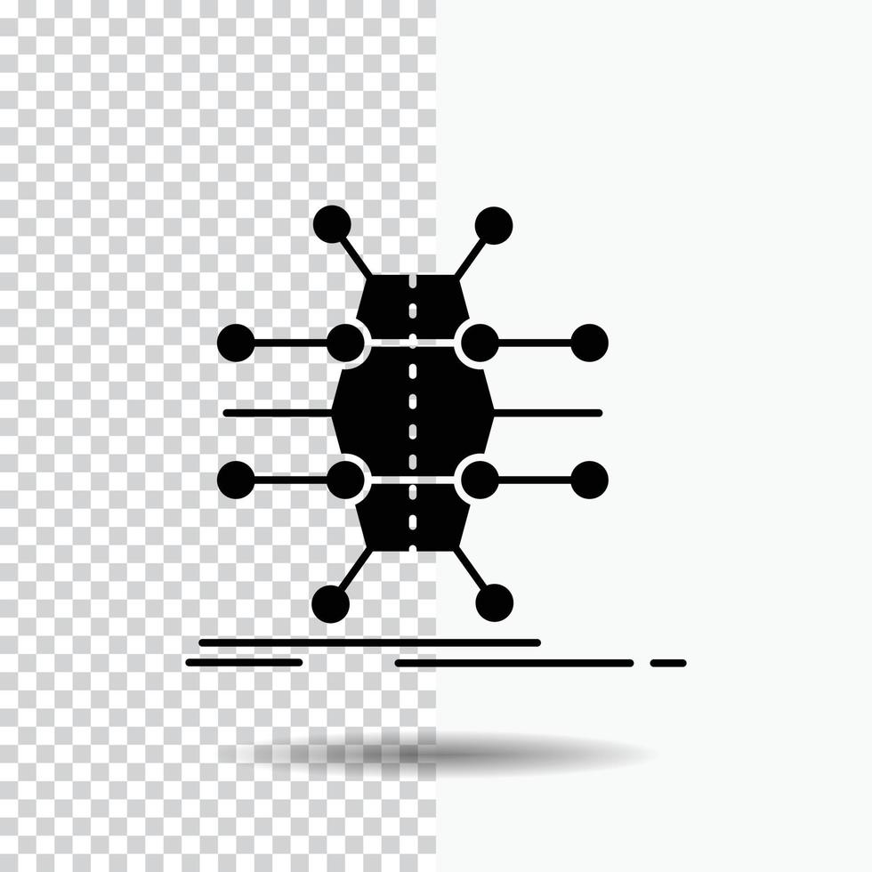 distribuzione. griglia. infrastruttura. Rete. inteligente glifo icona su trasparente sfondo. nero icona vettore
