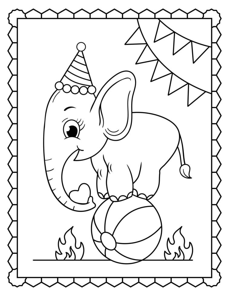 bambino elefante colorazione pagina, carino elefante linea arte. elefante linea arte disegno vettore