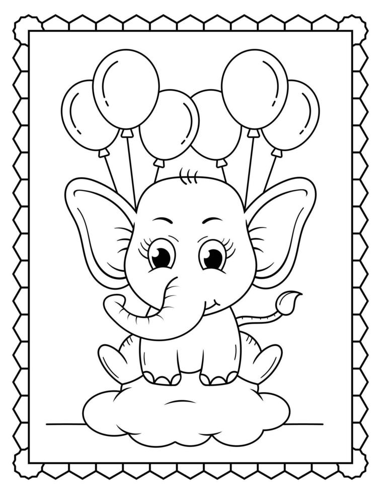 bambino elefante colorazione pagina, carino elefante linea arte. elefante linea arte disegno vettore