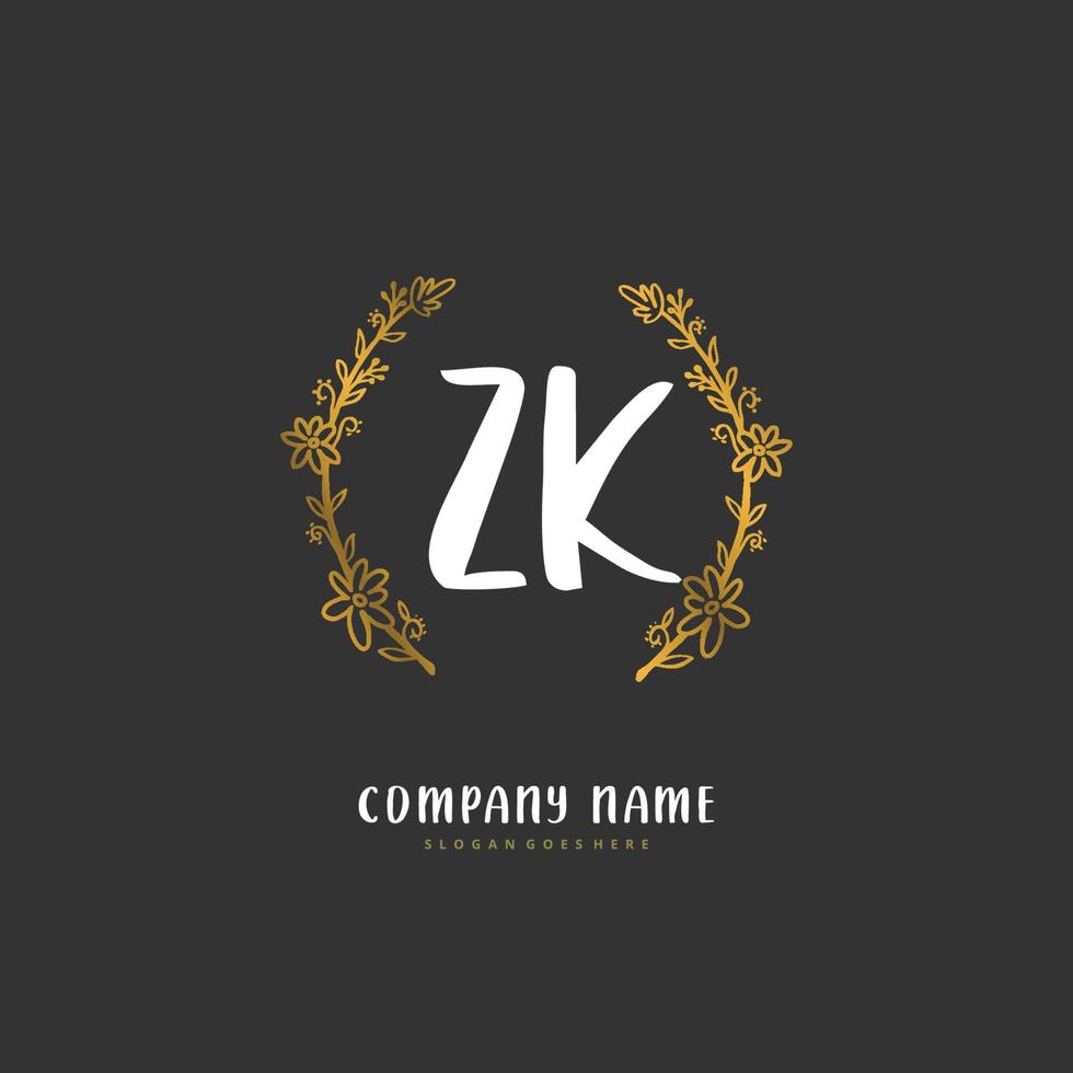 zk iniziale grafia e firma logo design con cerchio. bellissimo design manoscritto logo per moda, squadra, nozze, lusso logo. vettore