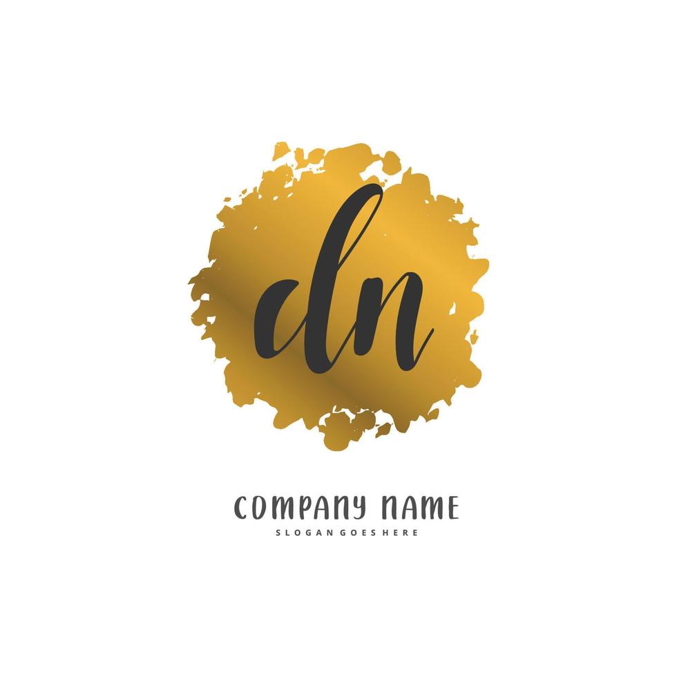 dn iniziale grafia e firma logo design con cerchio. bellissimo design manoscritto logo per moda, squadra, nozze, lusso logo. vettore