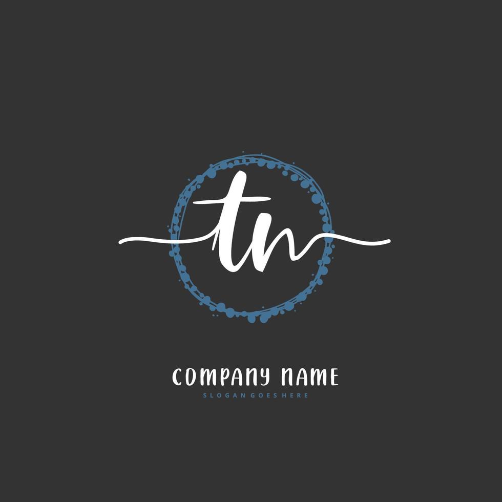 tn iniziale grafia e firma logo design con cerchio. bellissimo design manoscritto logo per moda, squadra, nozze, lusso logo. vettore