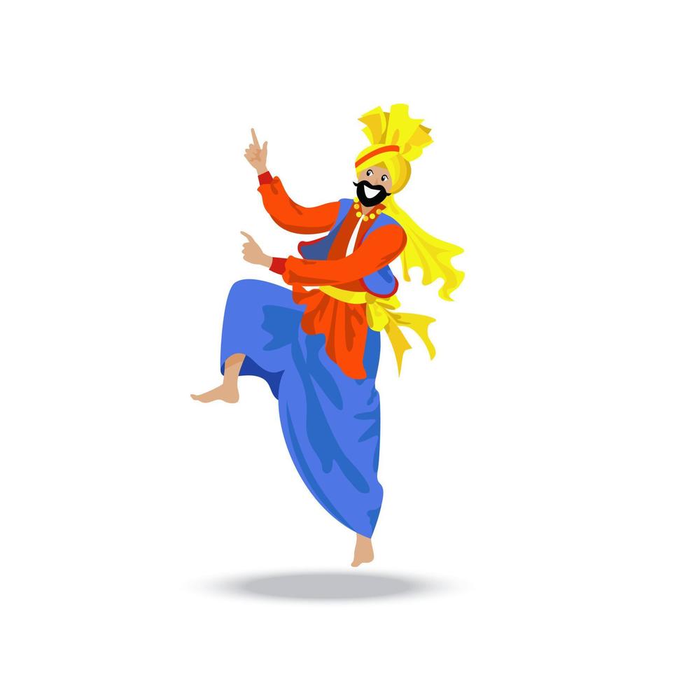 allegro sikh uomo nel turbante e colorato Abiti danza tradizionale bhangra danza vettore