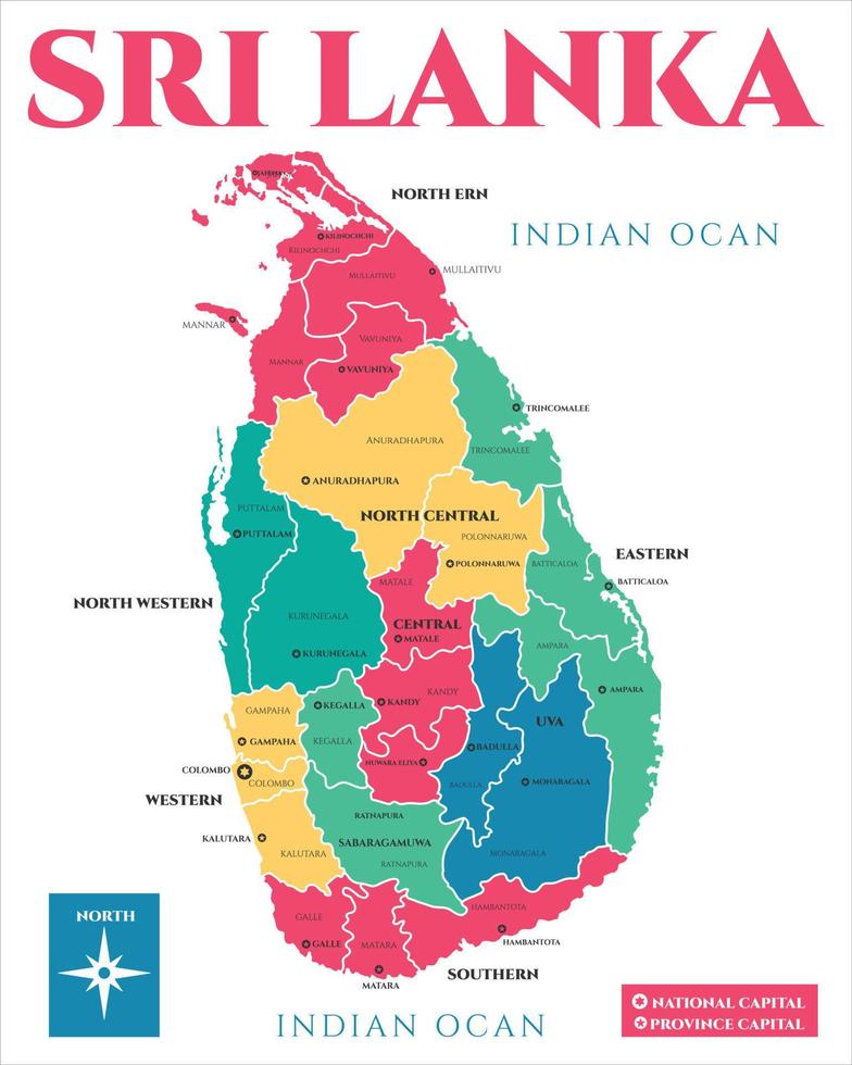 sri lanka carta geografica vettore arte